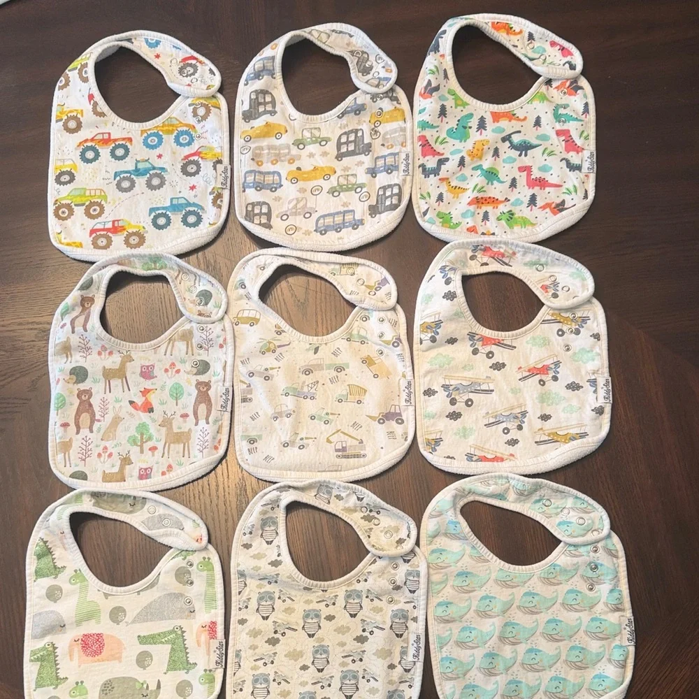 9 Pc Organic Cotton Baby Bib Bundle | KiddyStar | Neutral Set